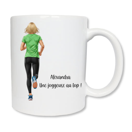 Mug personnalisé joggeuse avec prénom - cadeau original pour passionnée de running
