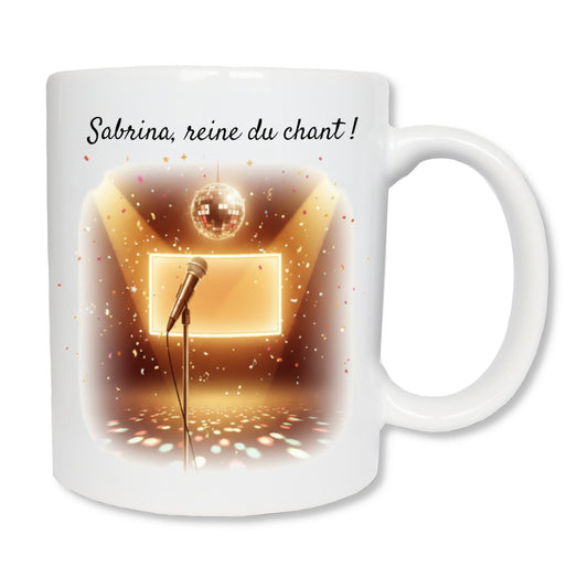 Mug personnalisé karaoké avec prénom – cadeau chanteur anniversaire Noël

