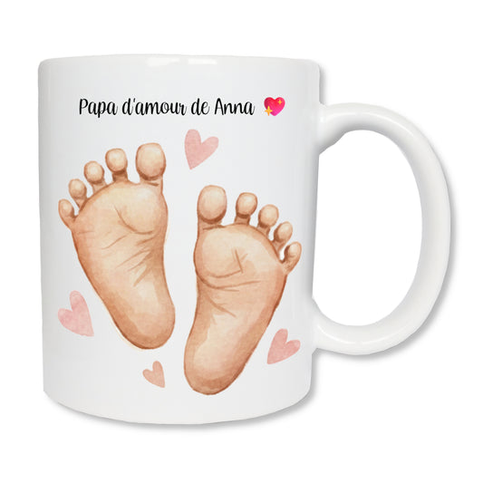 Mug personnalisé naissance avec prénom et date, cadeau futur papa
