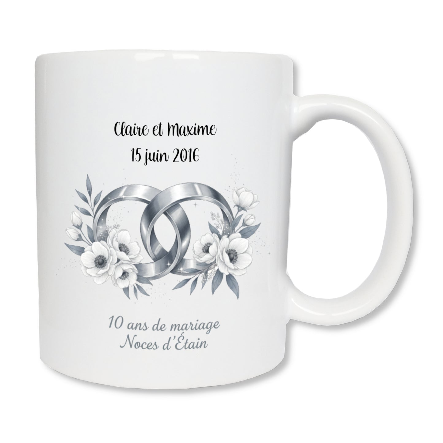 Mug personnalisé 10 ans de mariage - Noces d'étain