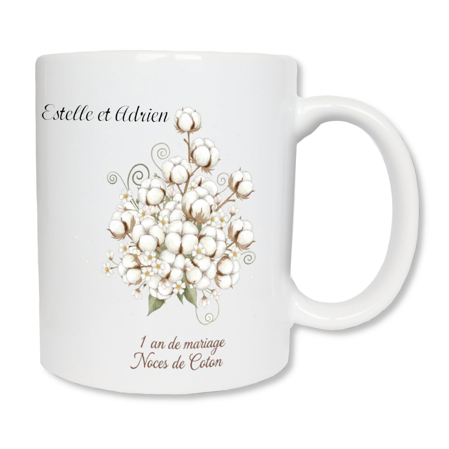 Mug personnalisé 1 an de mariage - Noces de coton