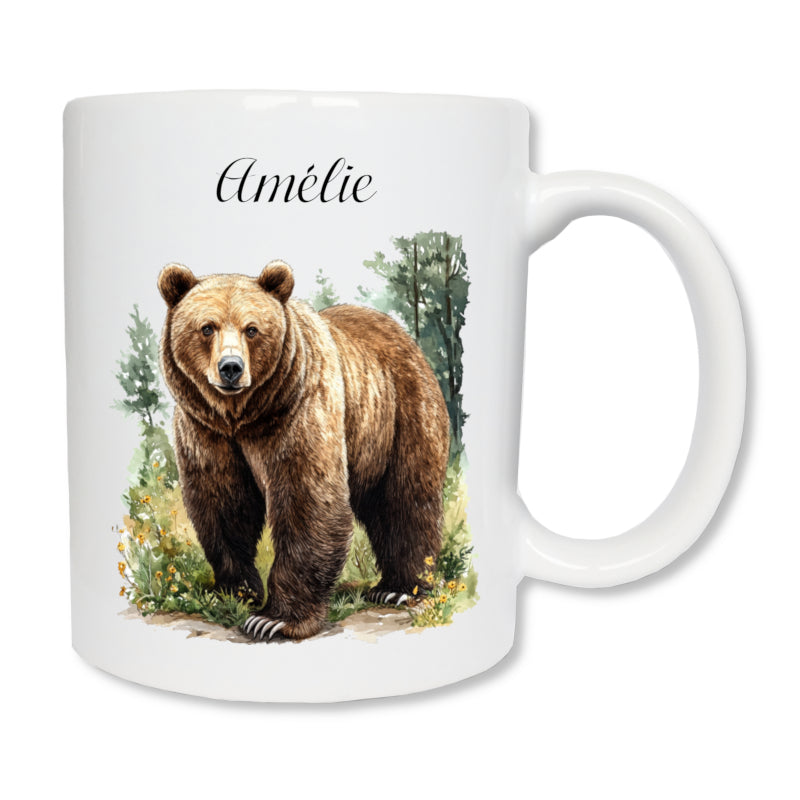 Mug personnalisé ours brun / noir
