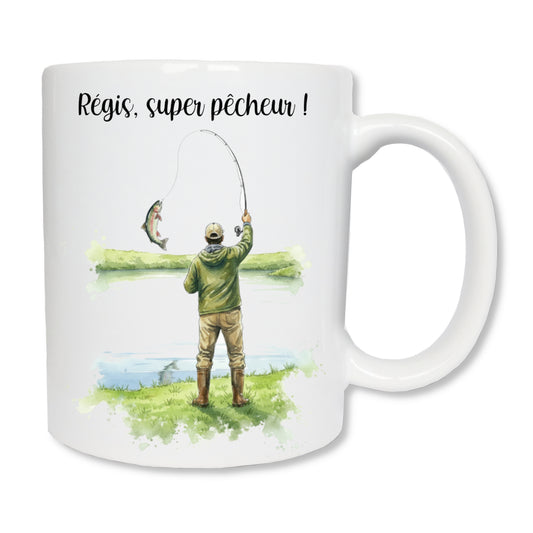 Mug personnalisé pêcheur avec prénom – cadeau pêche anniversaire Noël fête des pères

