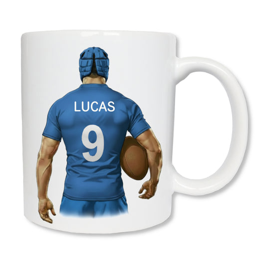Mug personnalisé rugby maillot de dos avec prénom et numéro – cadeau rugbyman anniversaire fête des pères

