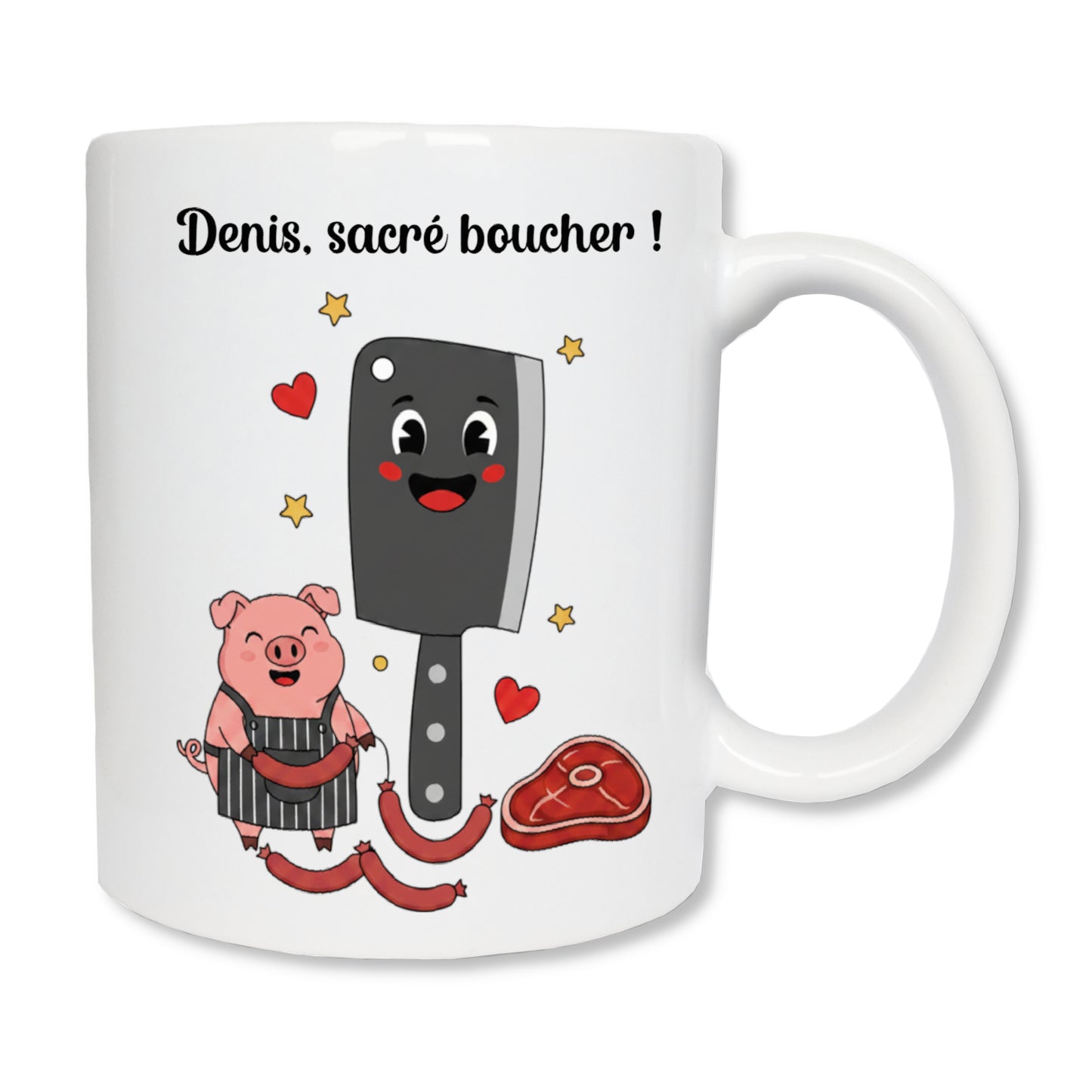 Mug personnalisé boucher avec prénom – cadeau boucherie anniversaire CAP Noël

