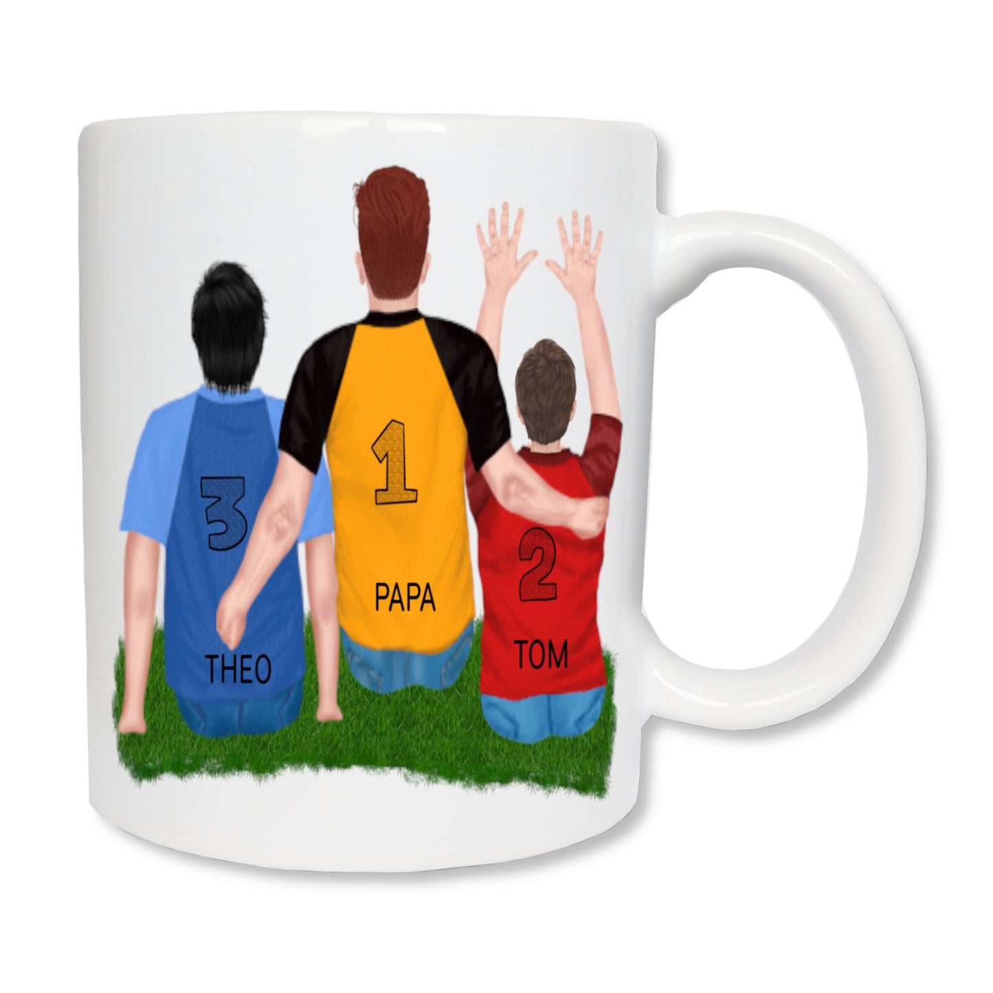Personalized mug footballer and 2 children