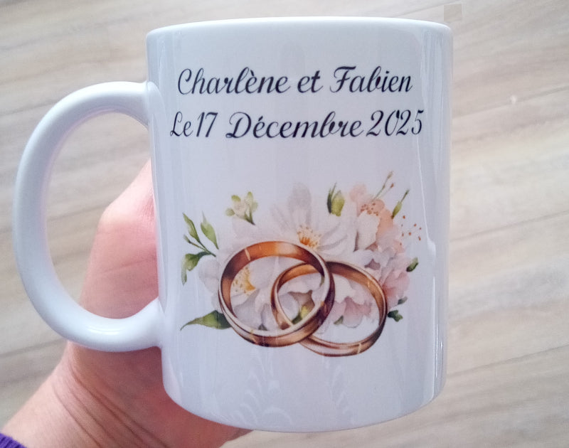 Personalisierte Tasse mit Eheringen