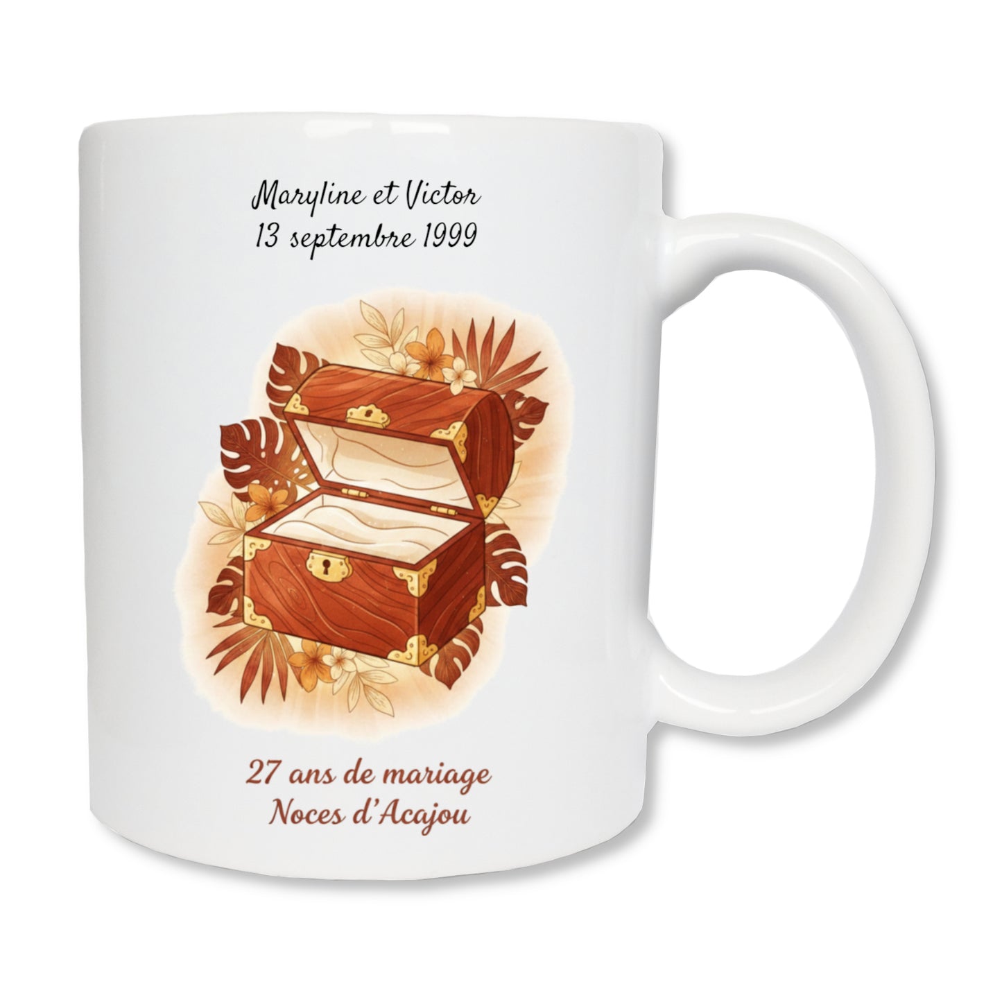 Mug personnalisé 27 ans de mariage - Noces d'acajou
