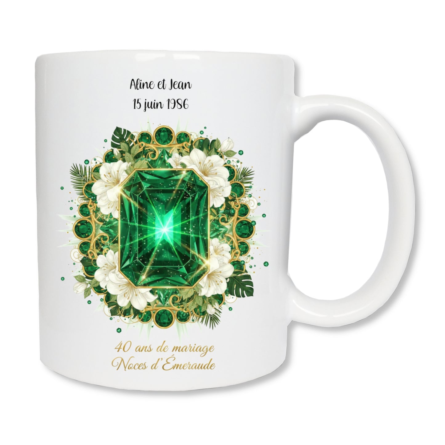 Mug personnalisé 40 ans de mariage - Noces d'émeraude