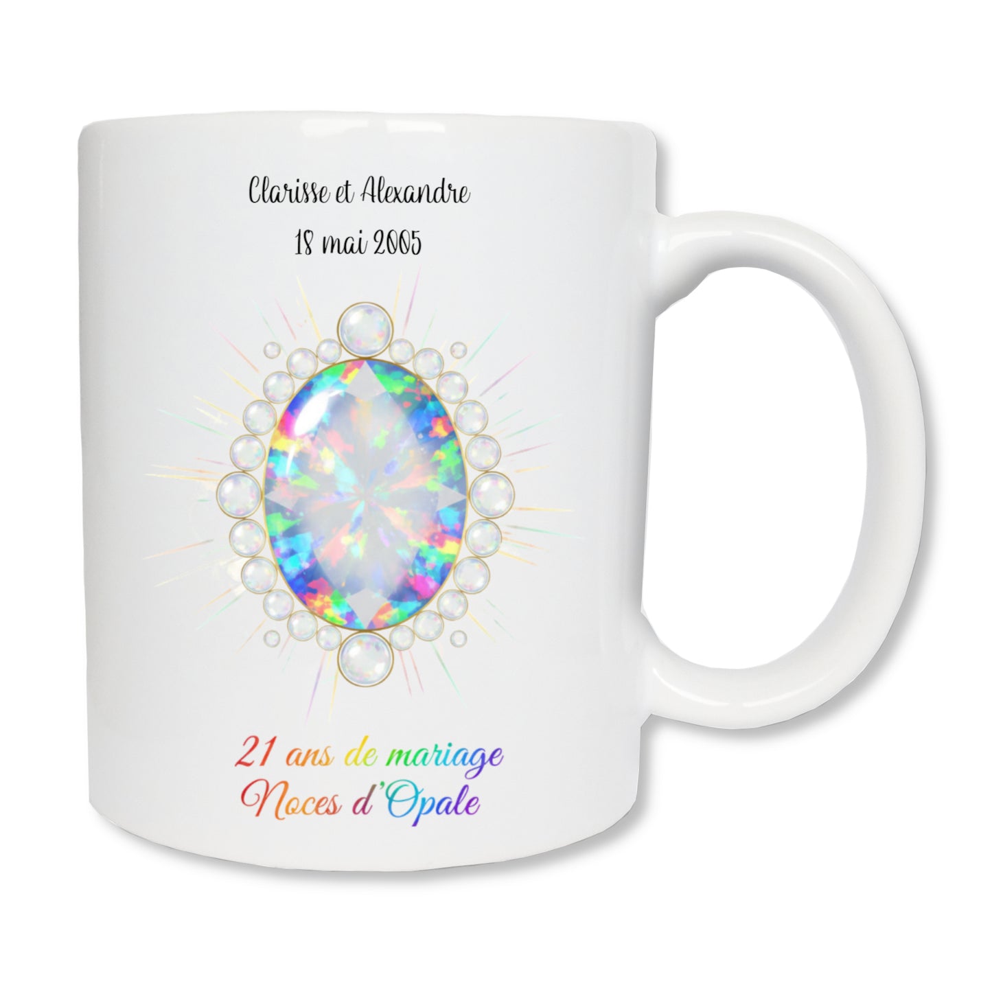 Mug personnalisé 21 ans de mariage - Noces d'Opale
