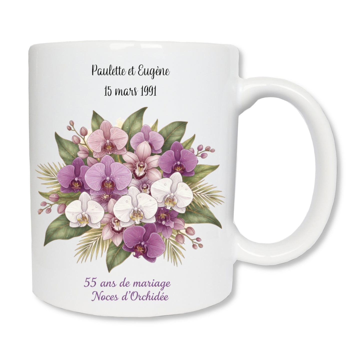 Mug personnalisé 55 ans de mariage - Noces d'Orchidée
