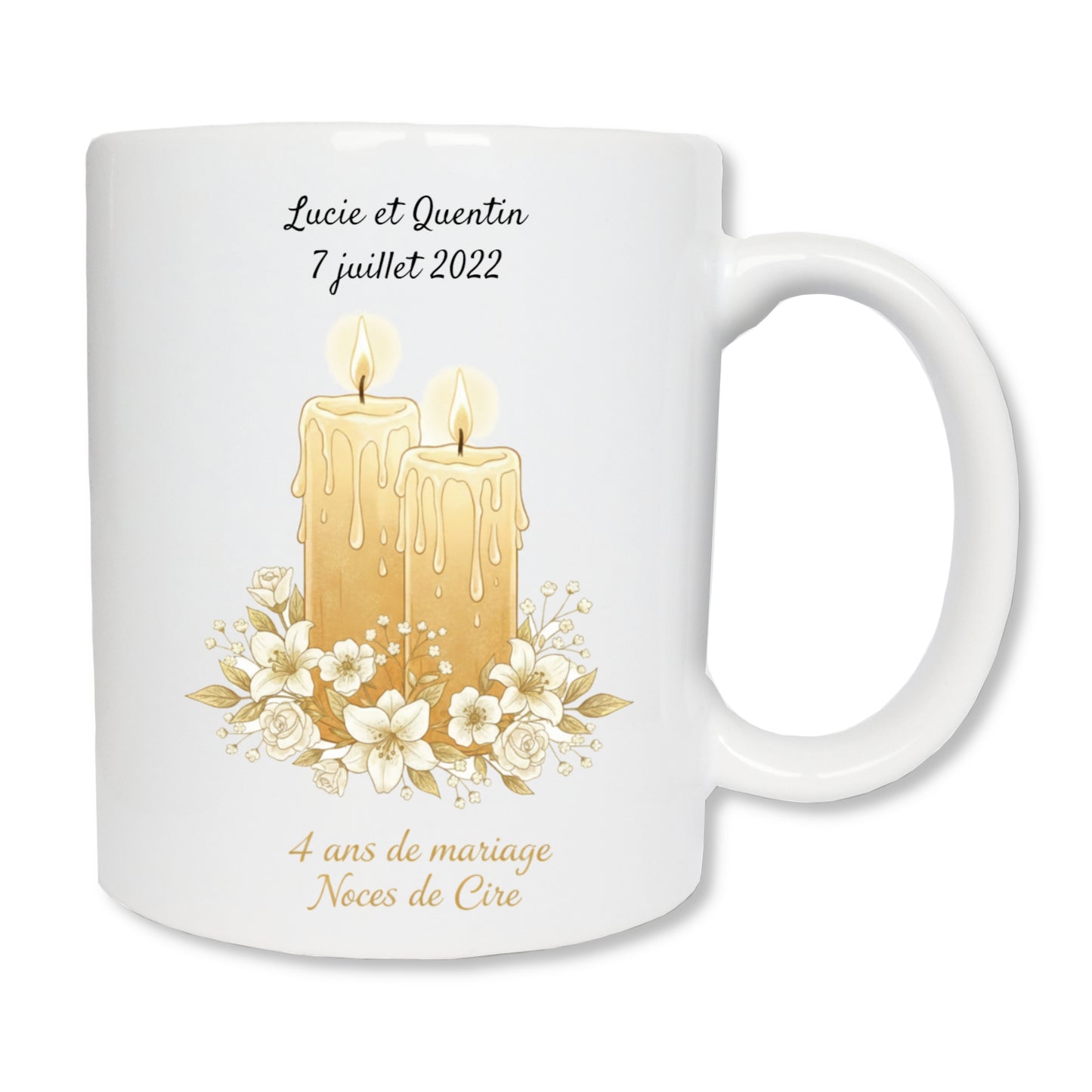 Mug personnalisé 4 ans de mariage - Noces de Cire