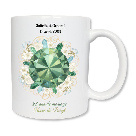 Mug personnalisé 23 ans de mariage Noces de béryl - cadeau couple anniversaire mariage
