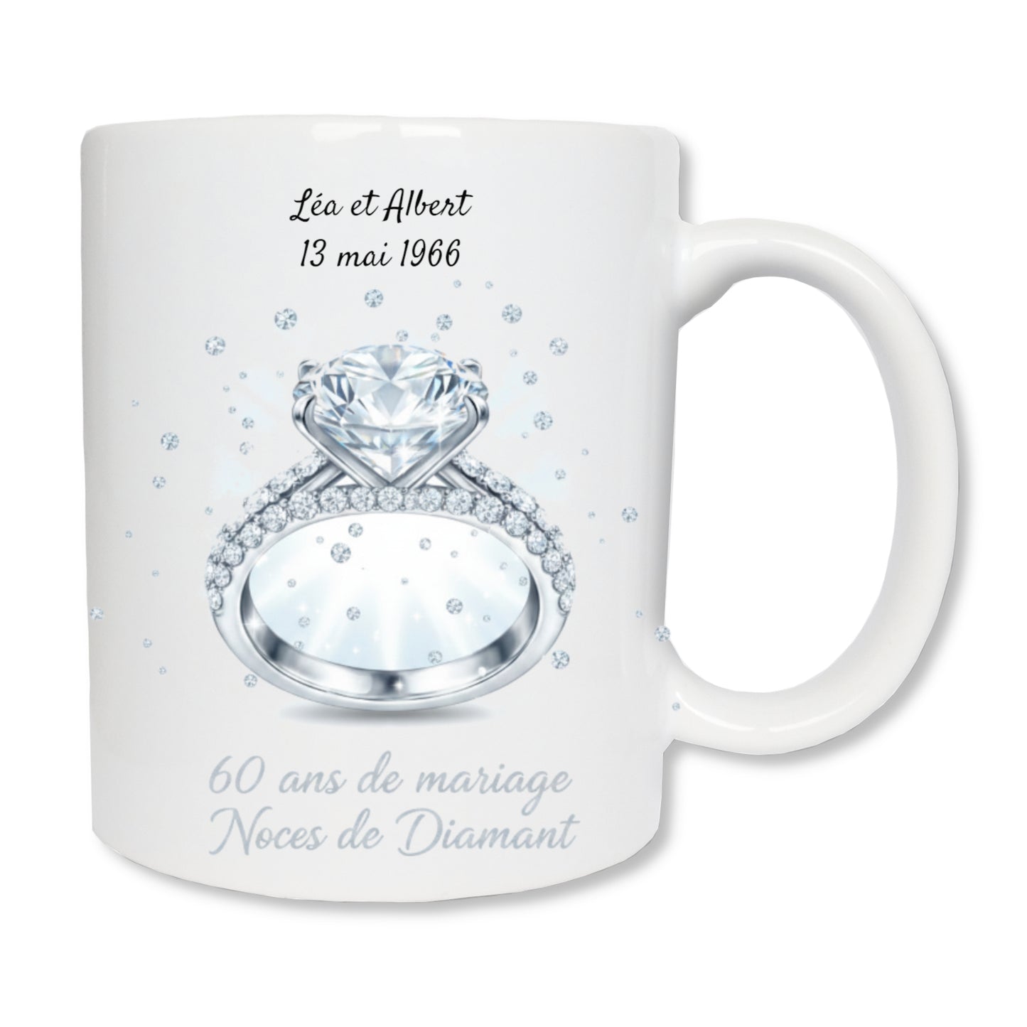 Mug personnalisé 60 ans de mariage - Noces de Diamants