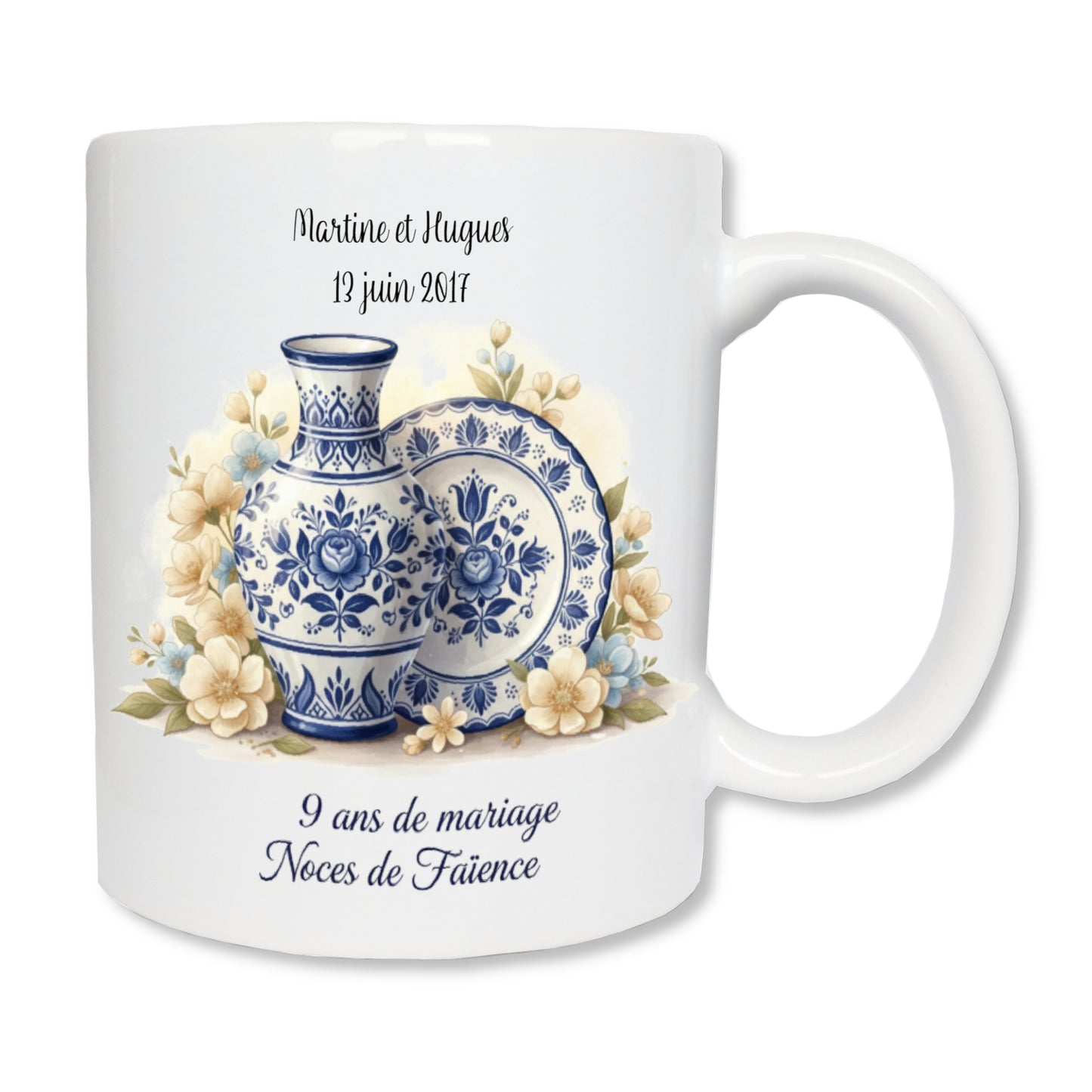 Mug personnalisé 9 ans de mariage - Noces de Faïence