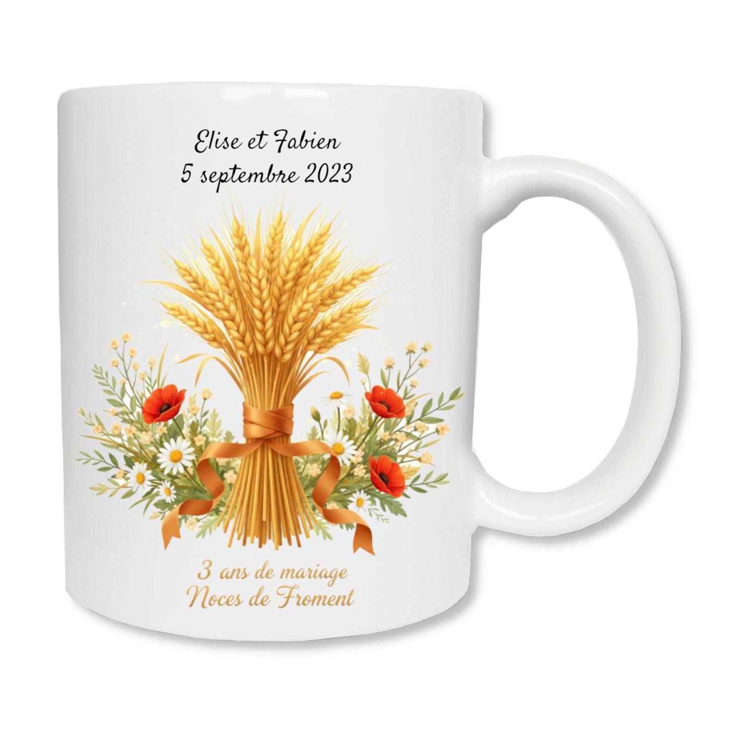 Mug personnalisé 3 ans de mariage - Noces de Froment