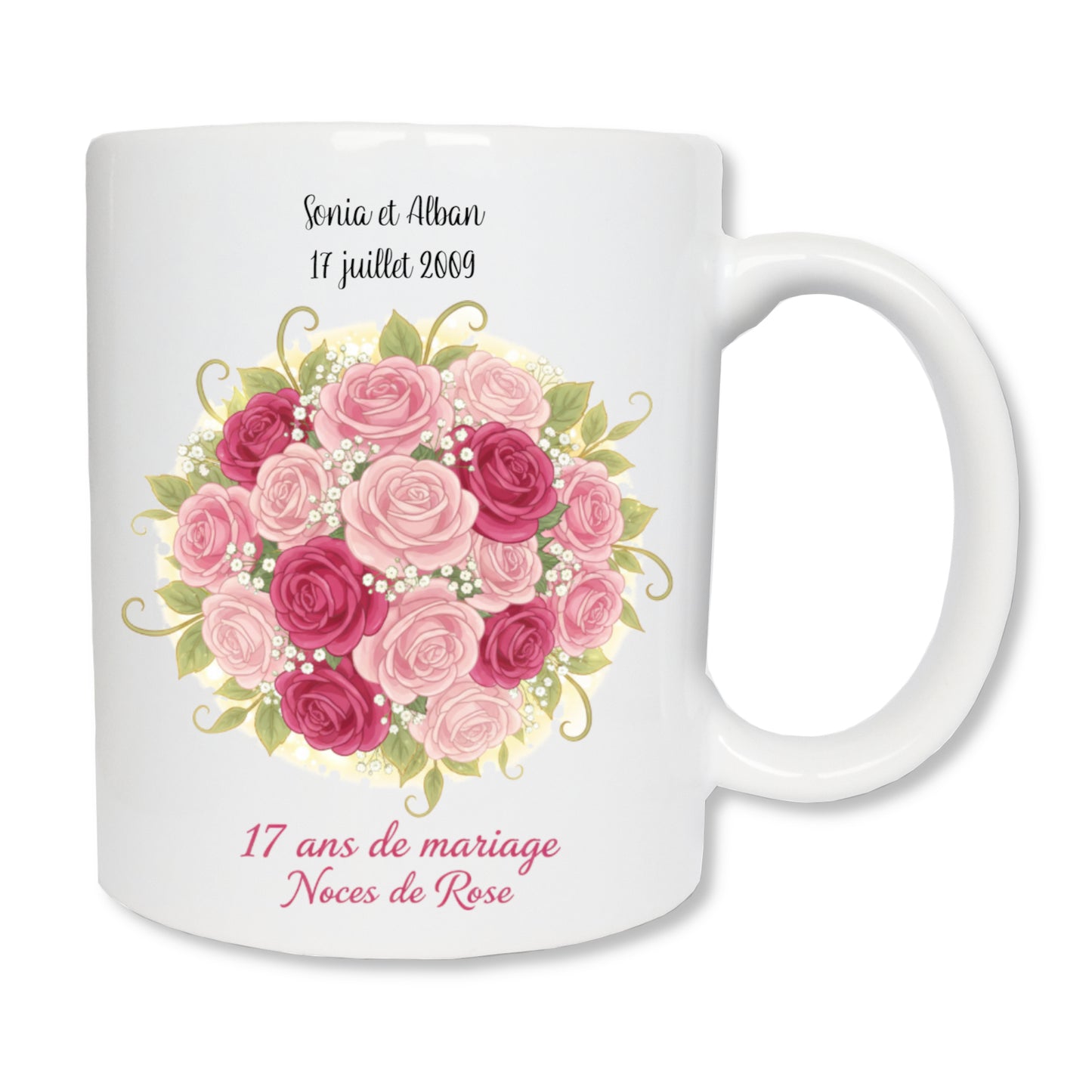 Mug personnalisé 17 ans de mariage - Noces de Rose