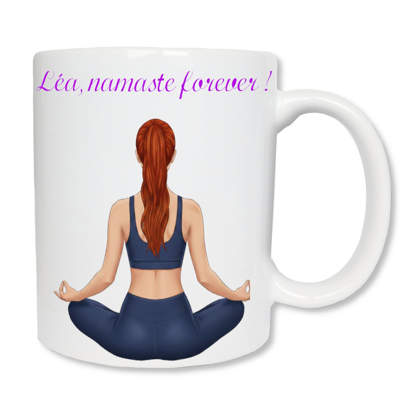 Mug personnalisé yoga femme yogini assise en tailleur avec prénom – cadeau anniversaire fête des mères

