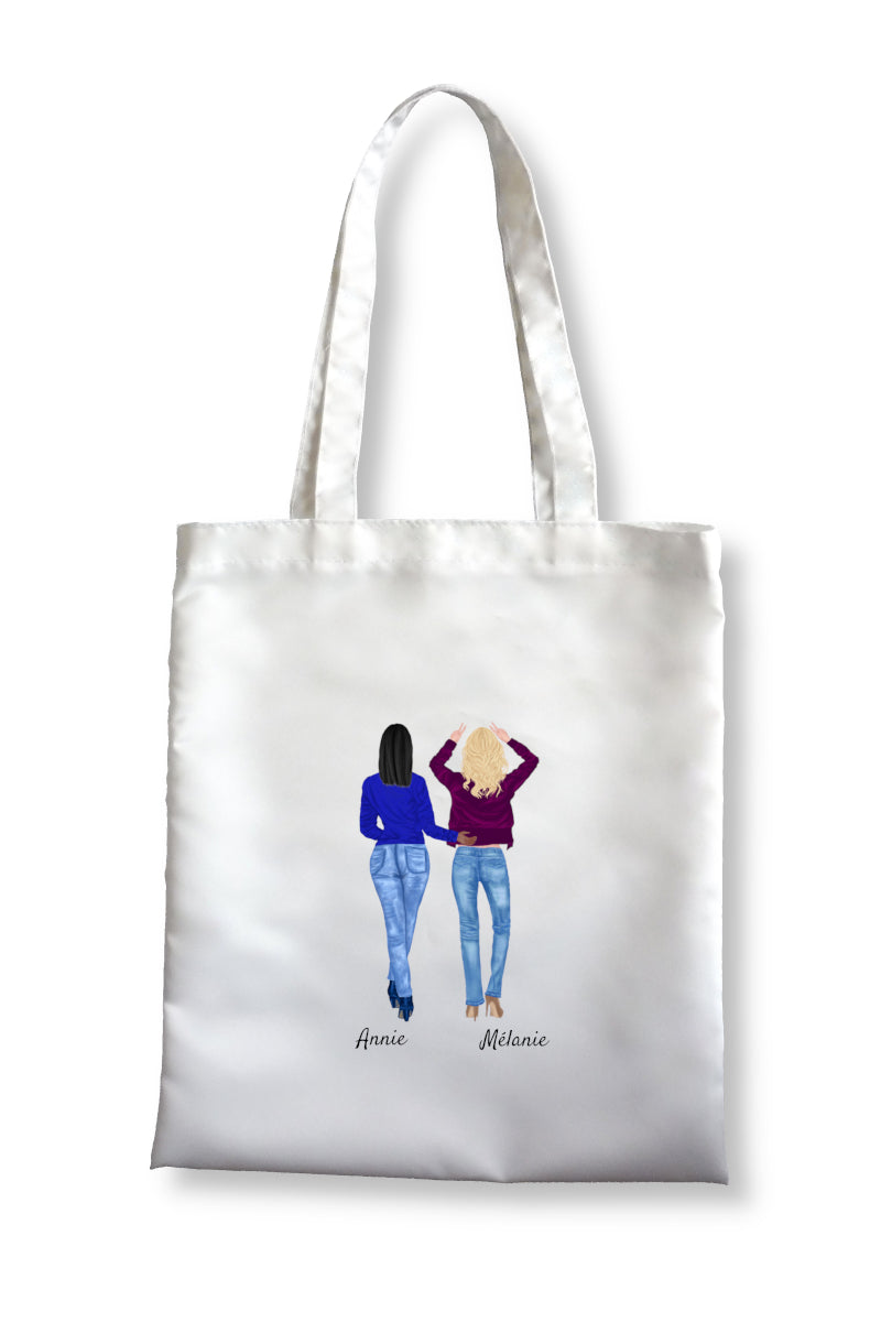 Personalized tote bag 2 friends / sisters / cousins