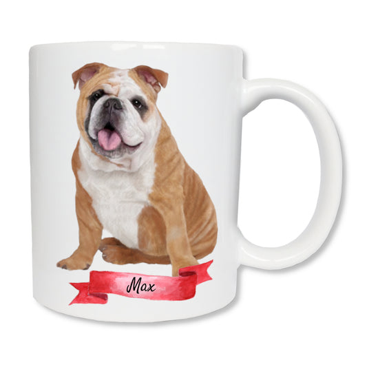 Caneca personalizada Cachorro Bulldog e seu primeiro nome