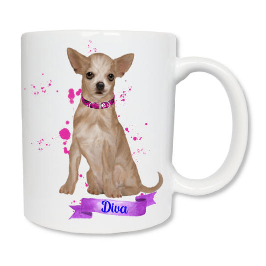Personalized chihuahua dog mug and his first name