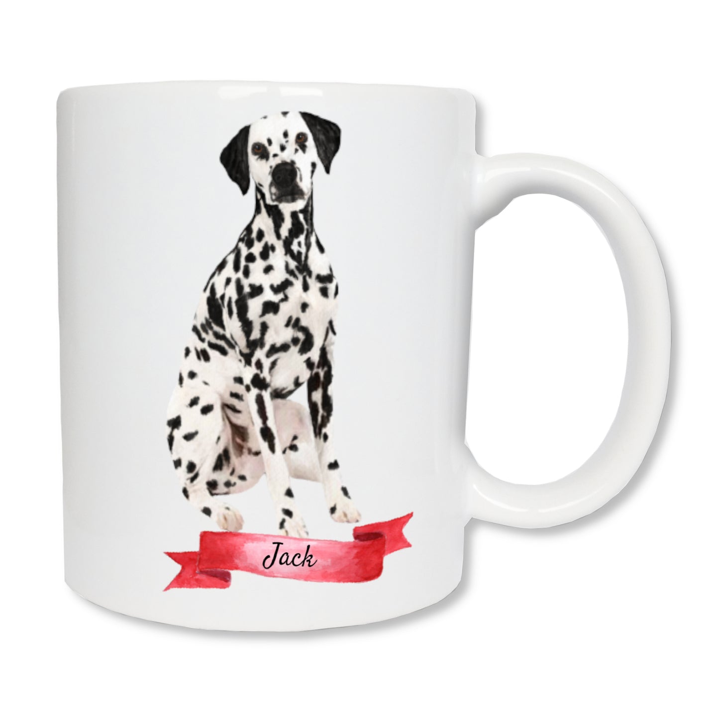 Personalized Dalmatian dog mug and his first name