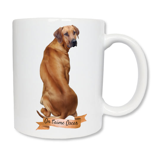Mug personalized Rhodesian ridgeback dog and his first name