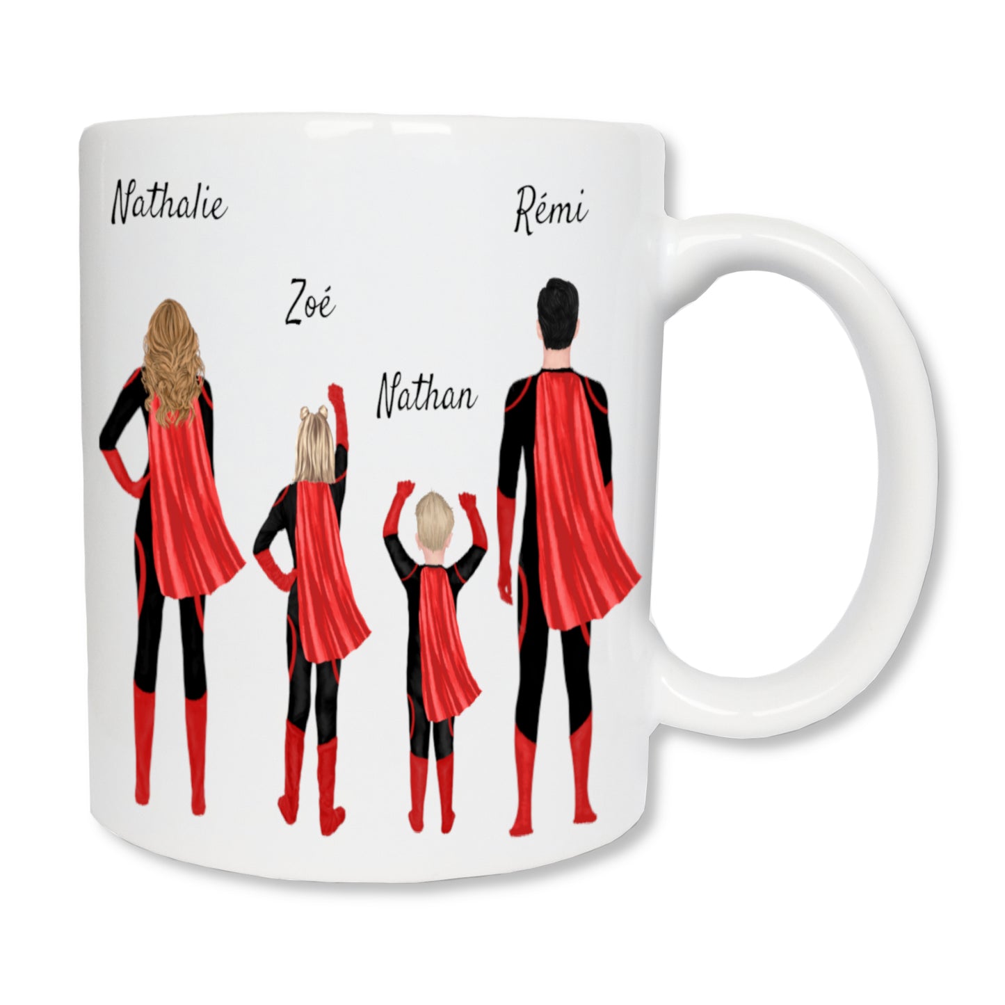 Personalized superhero family mug