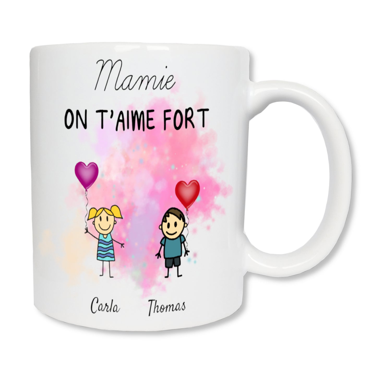 Personalized mug for mom or granny and 2 children