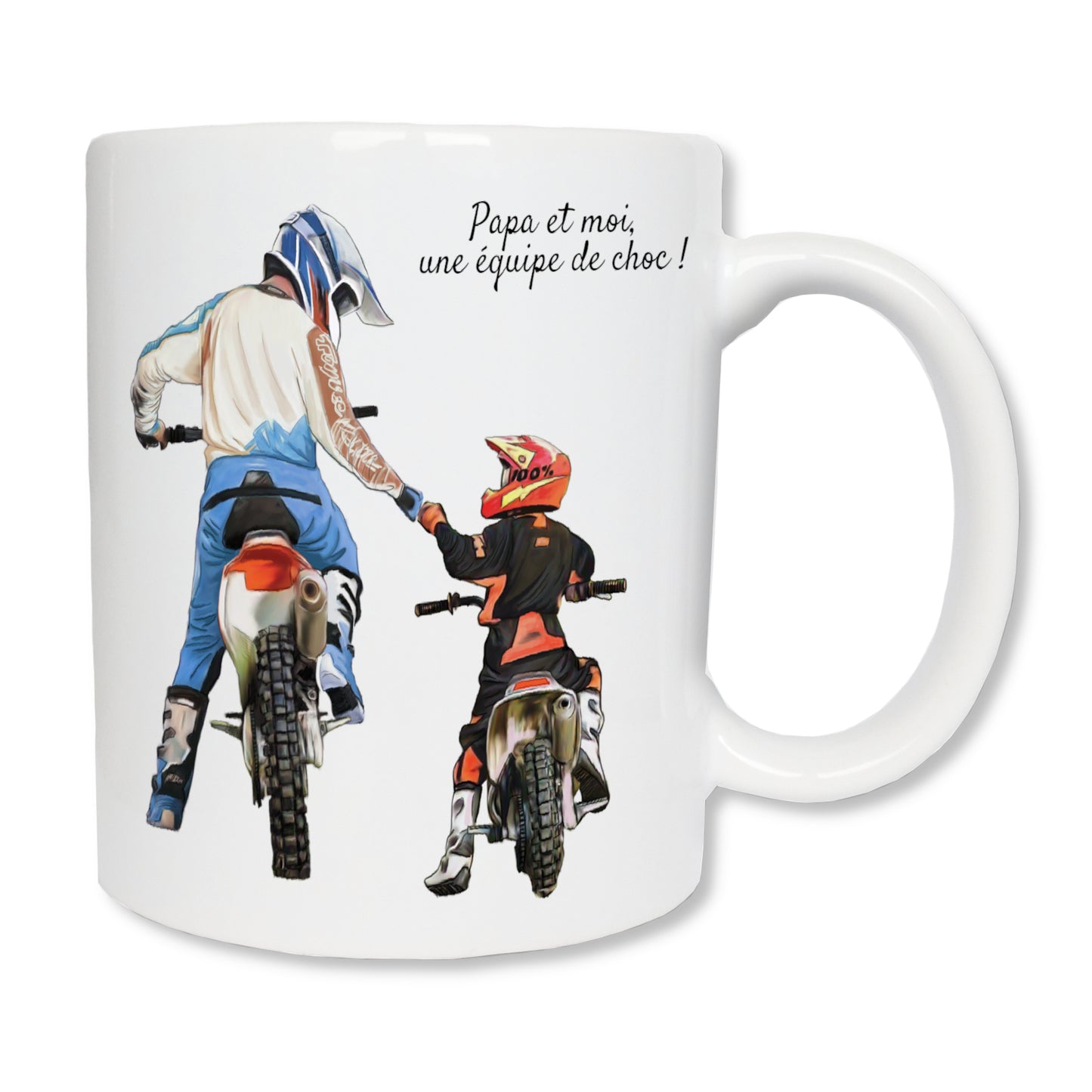 Tazza personalizzata per papà e bambino motociclista
